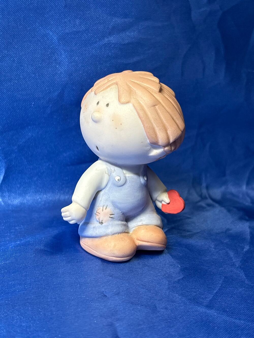 Vintage Porcelain Bumpkin Little Boy Holding a Valentine 1984